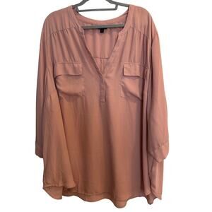 Torrid 5X 5 Dusty Pink 3/4 Sleeve Blouse Peasant Style